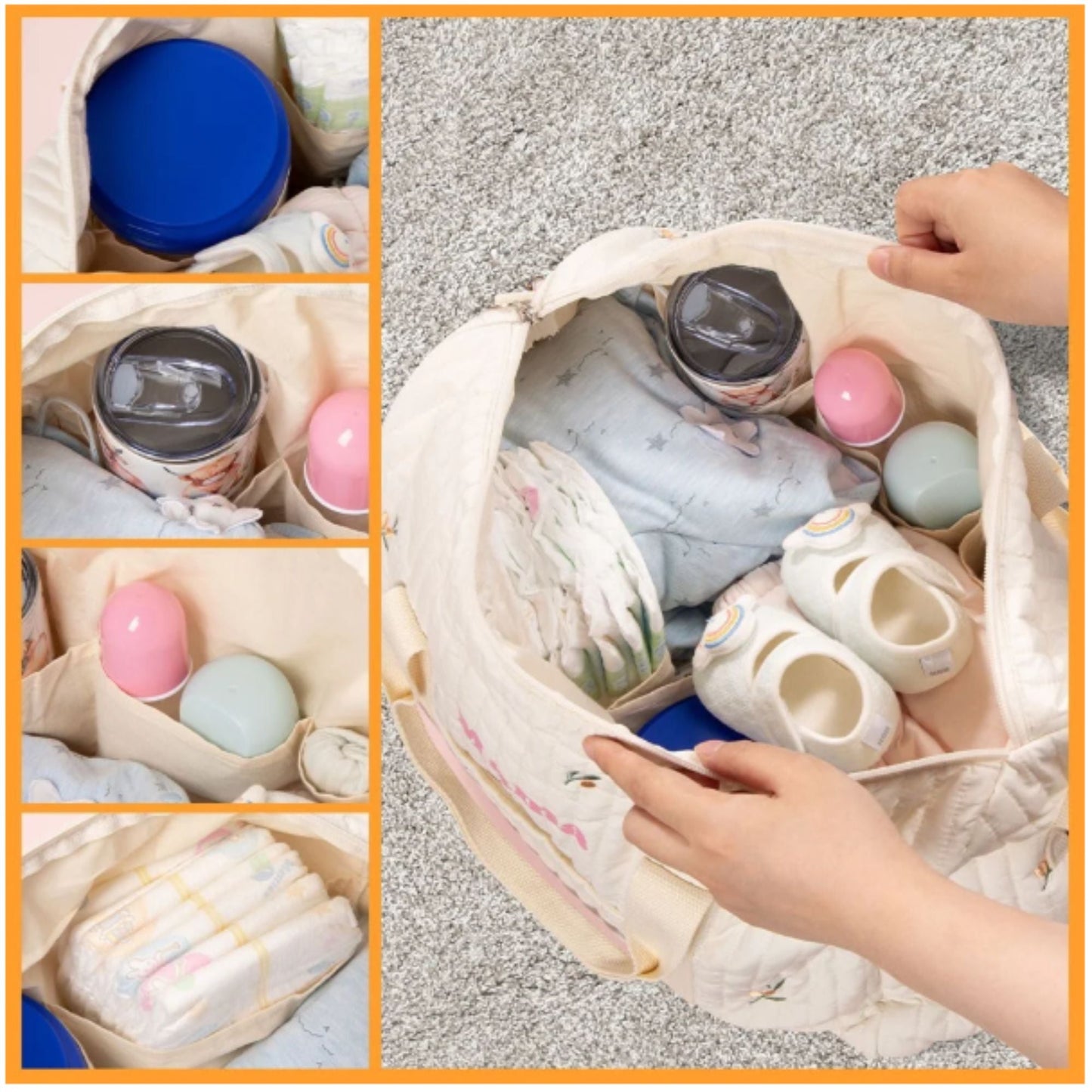 New Mom Gift for Baby Diaper Bag for Baby Shower Gift Bag for Hospital Personalized Baby Keepsake for Expecting Mom Baby Christening Gift - BigKer Creations
