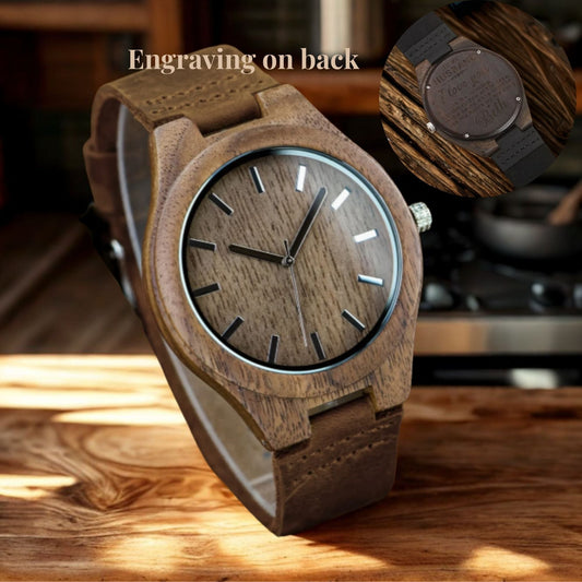 Custom Men Wood Watch Engraved Watch for Dad Personalized Husband Gift Wood Watch Box Groomsmen Gift Anniversary Gift for Him Boyfriend Gift - Giftable Moments CA