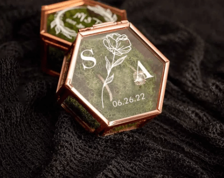 Custom Ring Box Proposal Engagement Ring Box Geometric Wedding Keepsake - BigKer Creations