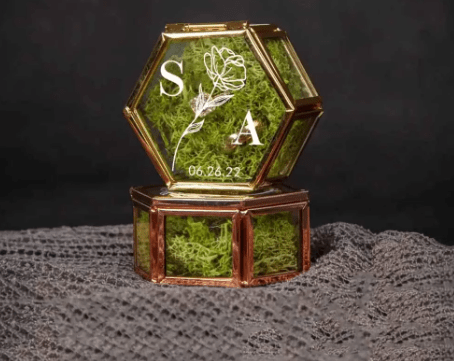 Custom Ring Box Proposal Engagement Ring Box Geometric Wedding Keepsake - BigKer Creations