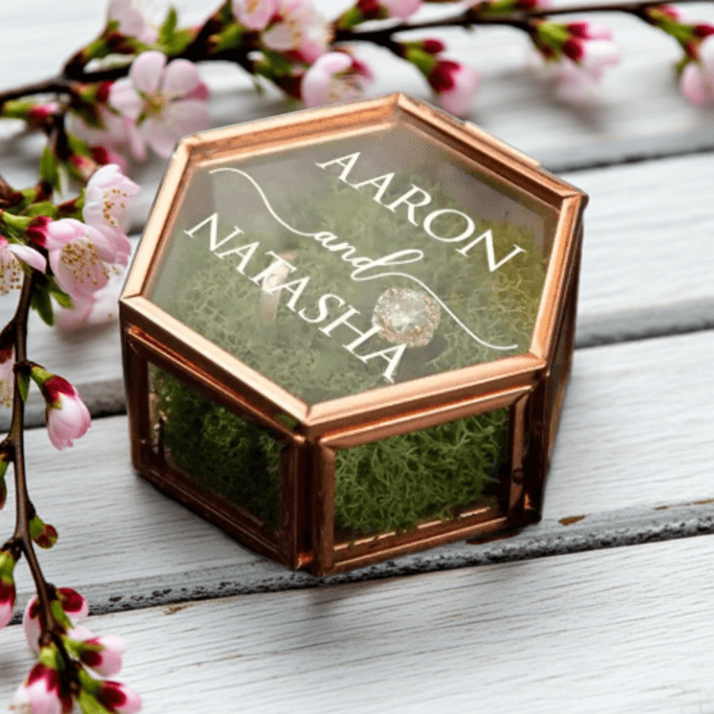 Custom Ring Box Proposal Engagement Ring Box Geometric Wedding Keepsake - Giftable Moments CA