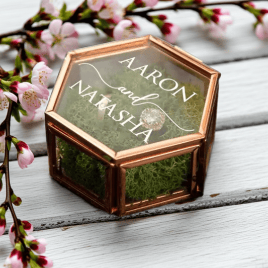 Custom Ring Box Proposal Engagement Ring Box Geometric Wedding Keepsake - Giftable Moments CA