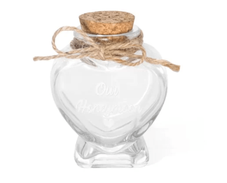 Custom Wedding Favor Heart Shaped Glass Jar for Destination Wedding Honeymoon Sand Keepsake - BigKer Creations