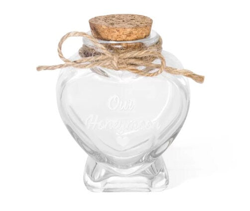 Custom Wedding Favor Heart Shaped Glass Jar for Destination Wedding Honeymoon Sand Keepsake Travel Wedding Message in a Bottle Beach Sand
