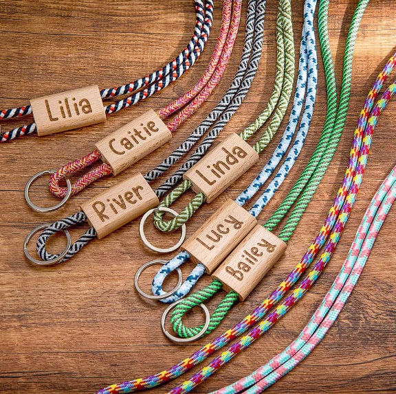 Personalized Name Lanyard Wood Keychain Bag Accessory Teacher Lanyard Gift for Staff Appreciation Back to School Supply for Teacher Gift