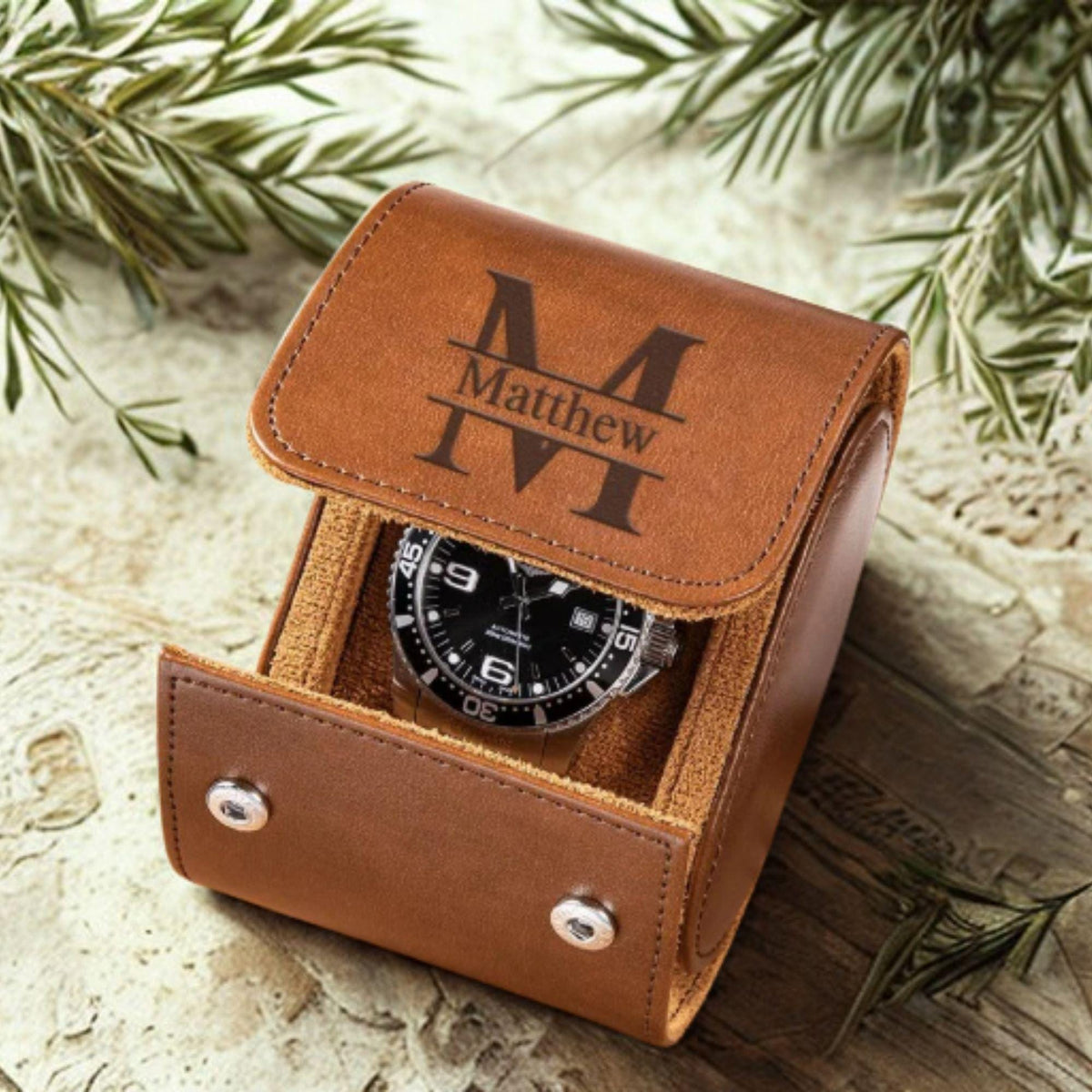 Bulk Groomsmen Gift for Men Travel Watch Case 2 slot Leather Watch Box Personalized Watch Storage for Father of the Bride Keepsake for Groom