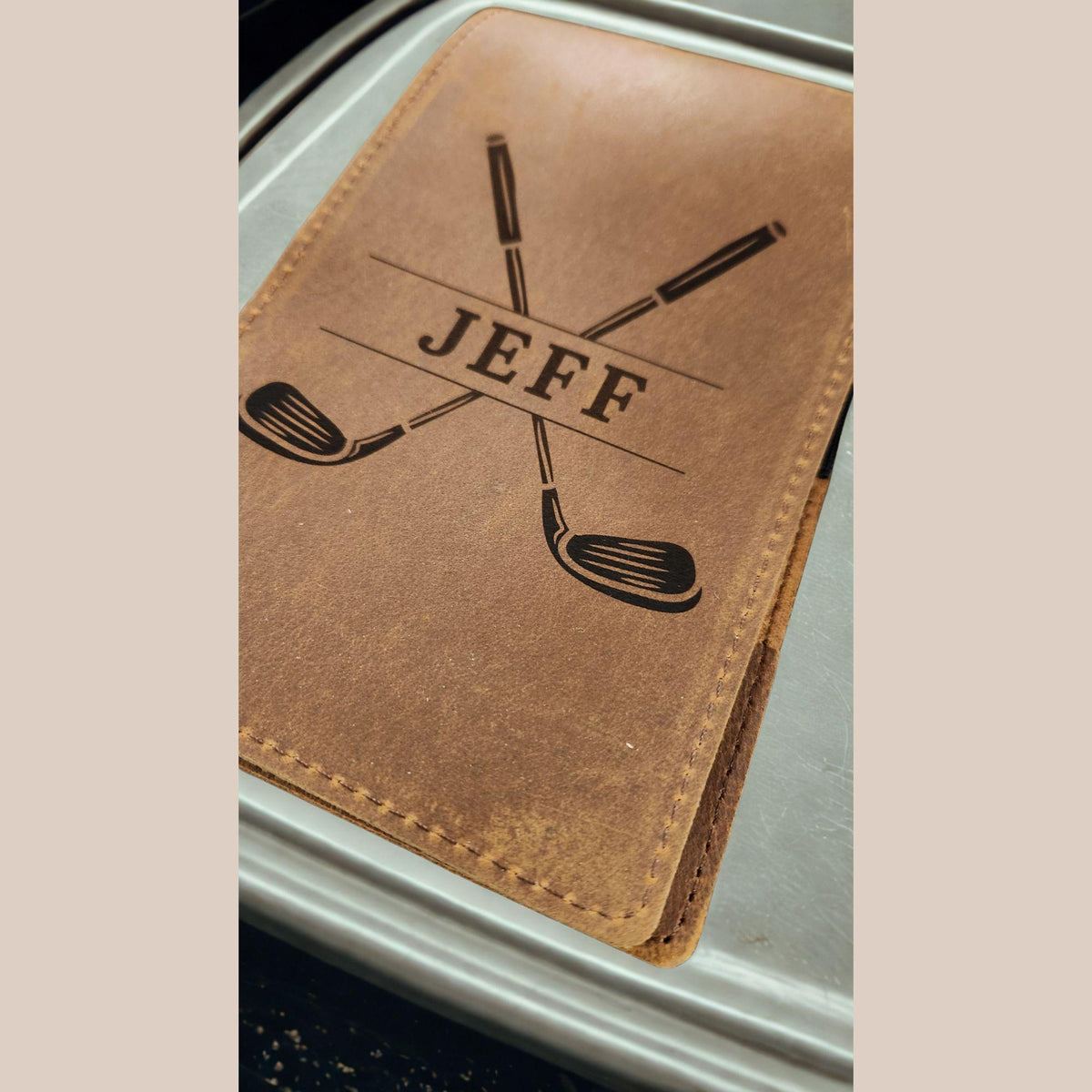 Personalized Leather Golf Yardage Book Cover Golf Tournament Gift for Golfer Custom Golf Accessory for Dad Client Gift for Lady Golfer
