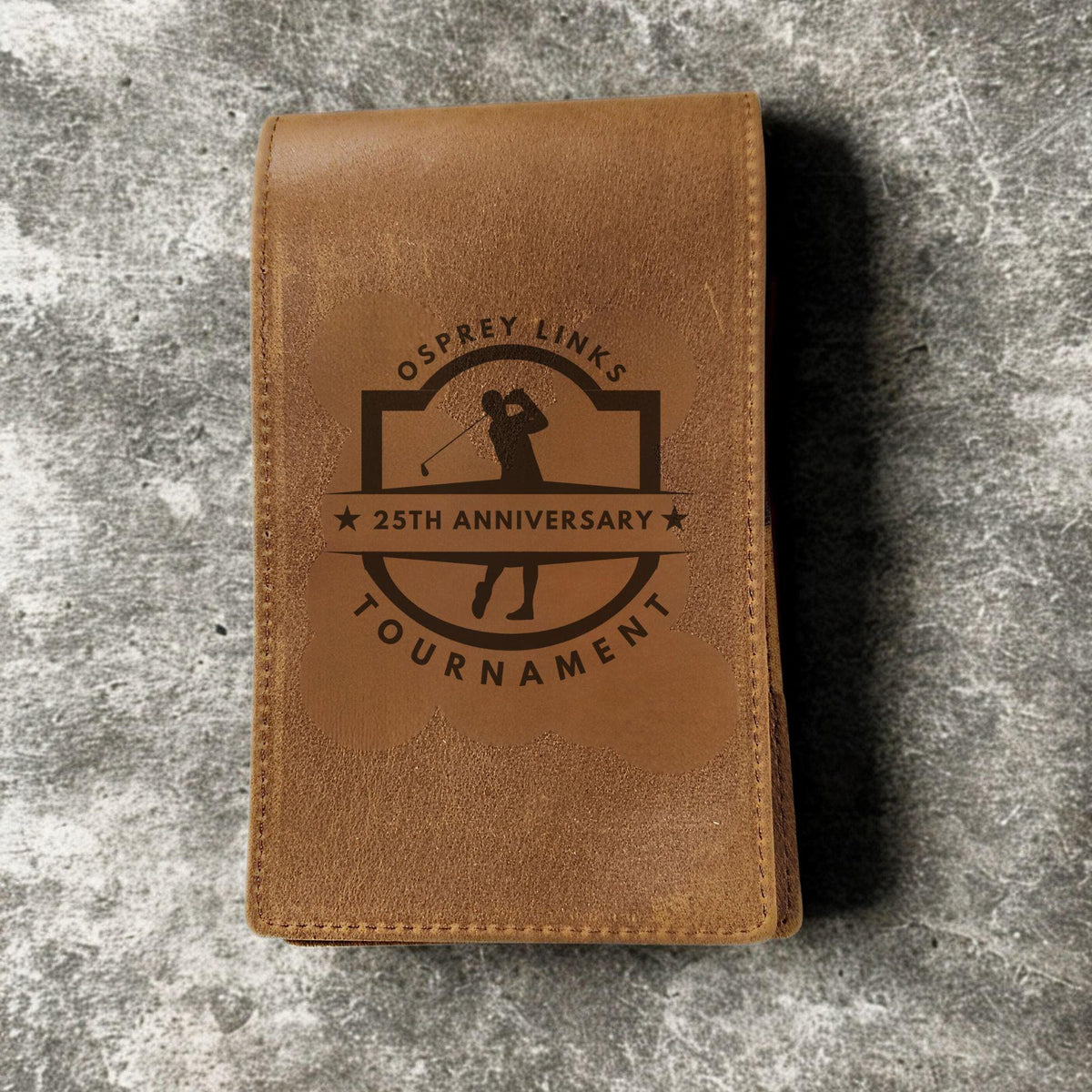 Personalized Leather Golf Yardage Book Cover Golf Tournament Gift for Golfer Custom Golf Accessory for Dad Client Gift for Lady Golfer