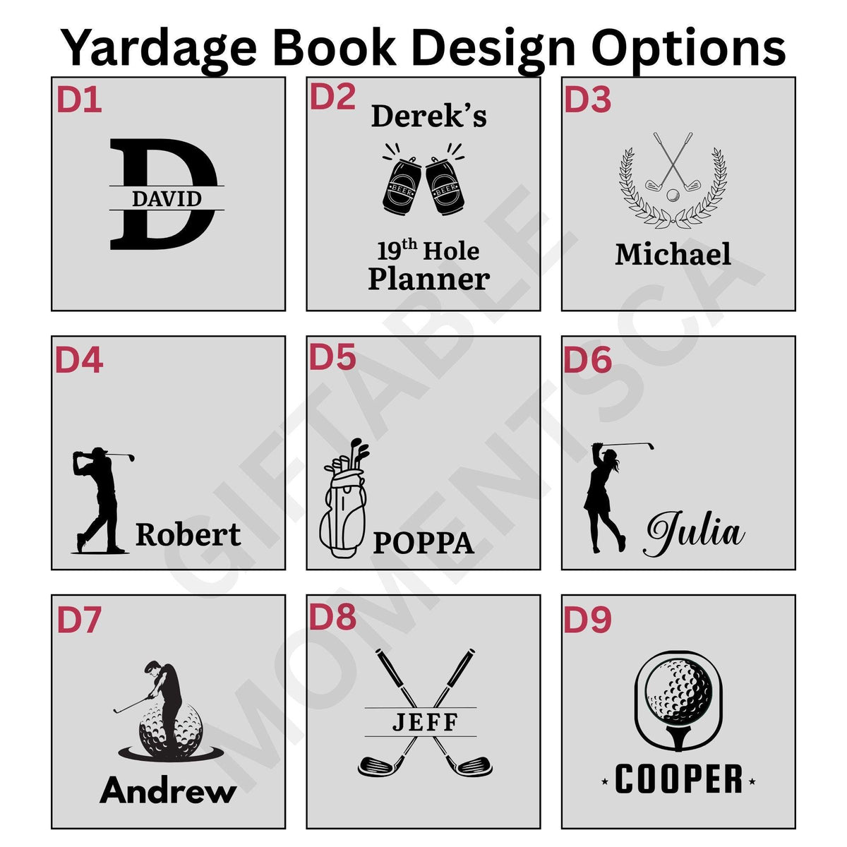 Personalized Leather Golf Yardage Book Cover Golf Tournament Gift for Golfer Custom Golf Accessory for Dad Client Gift for Lady Golfer