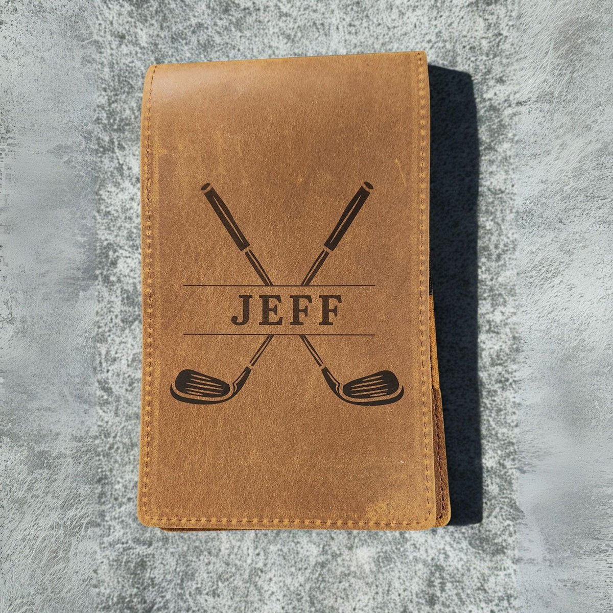 Personalized Leather Golf Yardage Book Cover Golf Tournament Gift for Golfer Custom Golf Accessory for Dad Client Gift for Lady Golfer