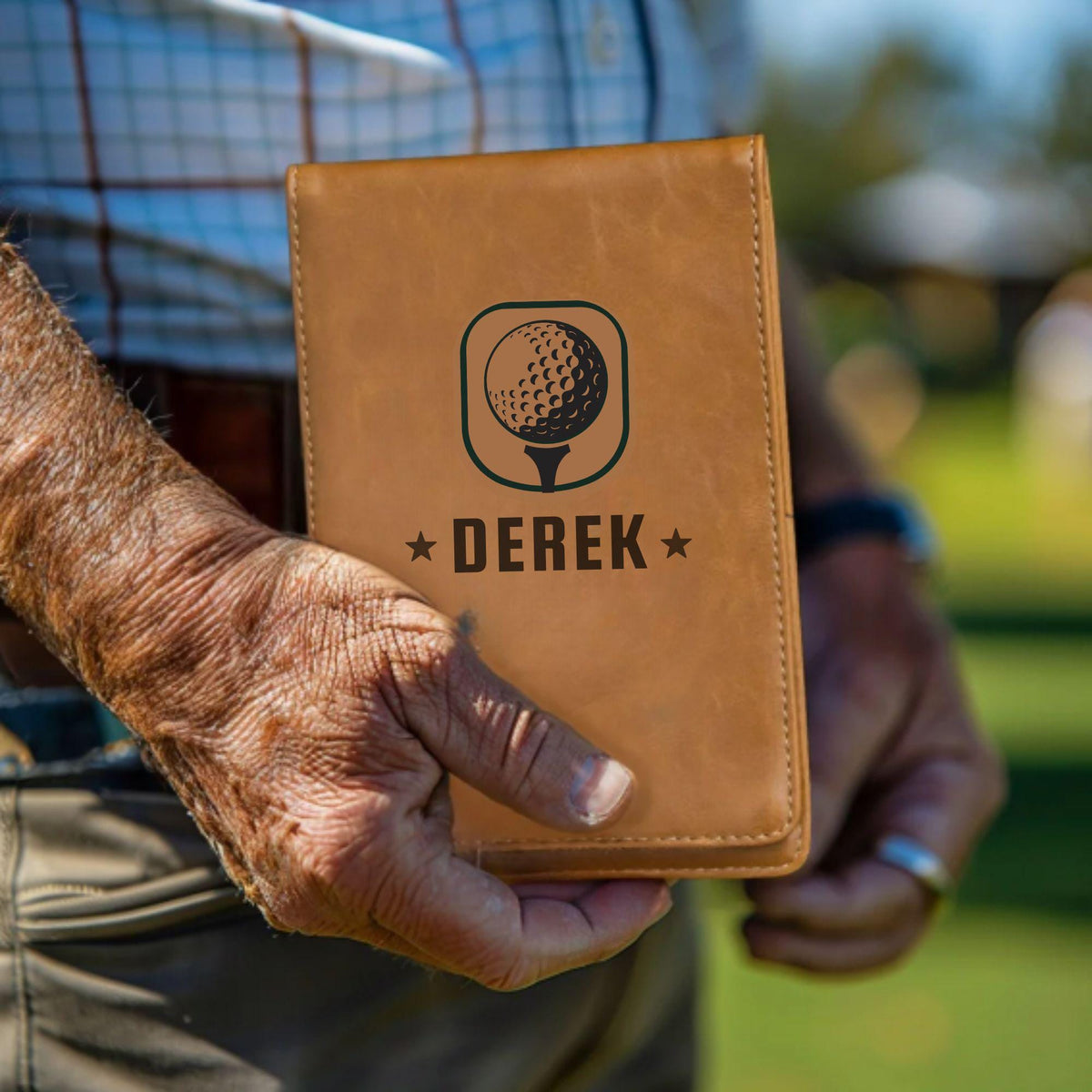 Personalized Leather Golf Yardage Book Cover Golf Tournament Gift for Golfer Custom Golf Accessory for Dad Client Gift for Lady Golfer