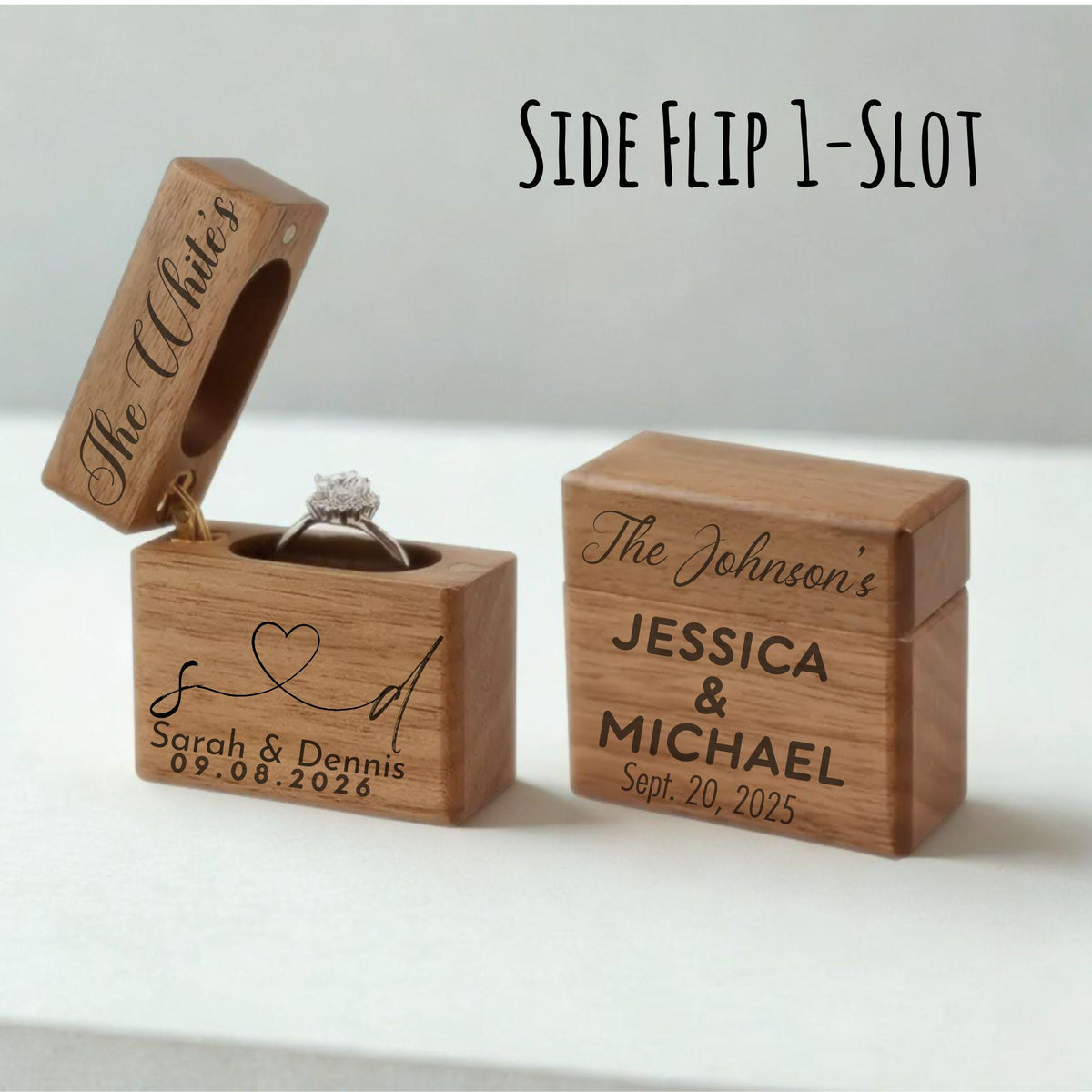 Wood Ring Box for Wedding Proposal Engagement Ring Holder for Her Wedding Keepsake Box Jewelry Box for Anniversary Gift for Wife