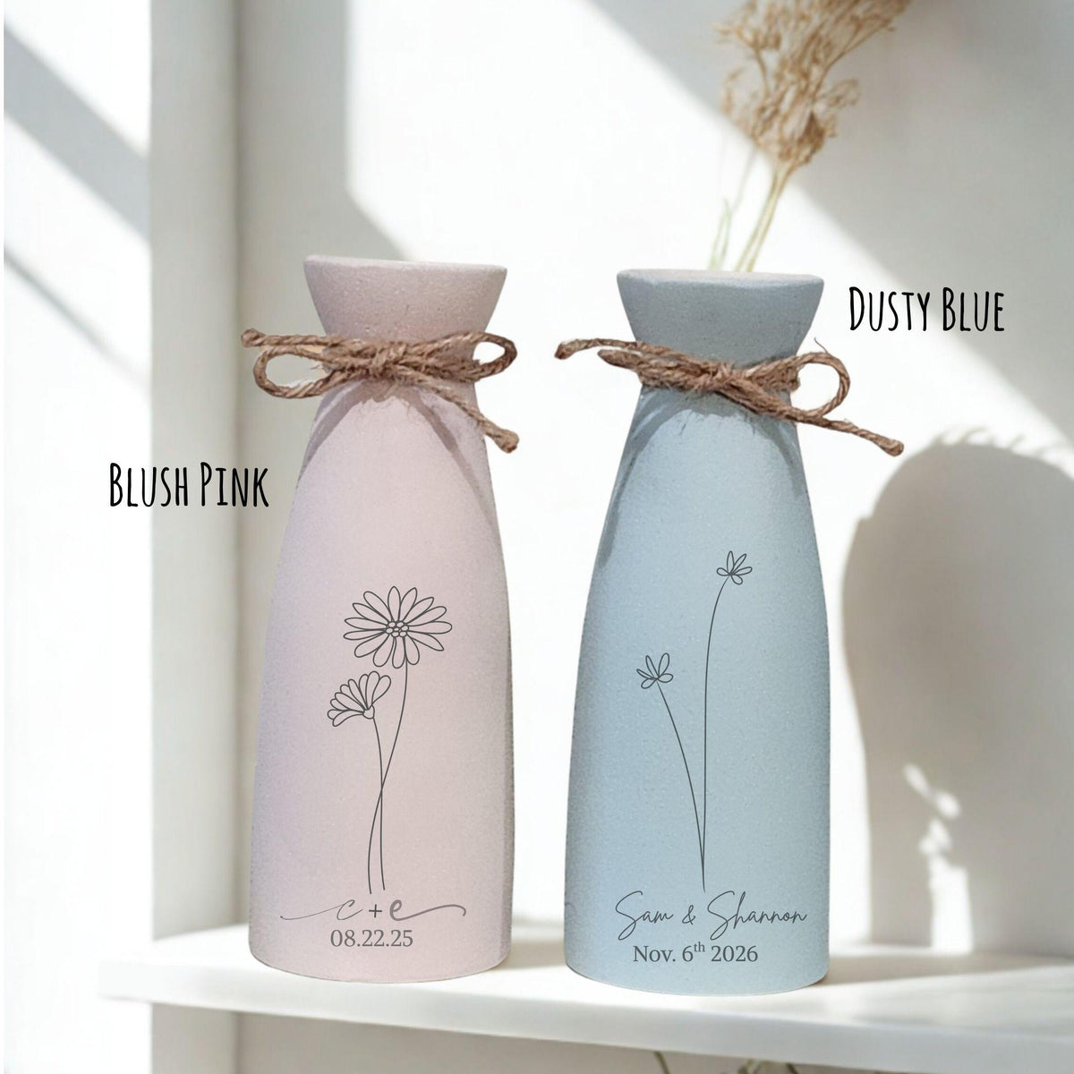 Personalized Flower Vase Engraved Wedding Vase Ceramic Home Decor Bridal Shower Vase Bridal to Be Centrepiece Farmhouse Flower Vase for Mom