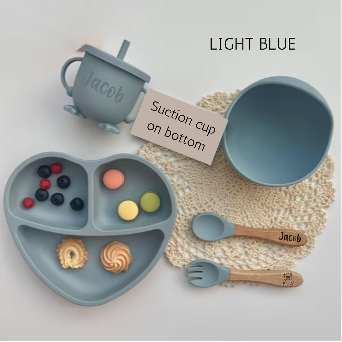 Personalized Baby Feeding Set for Toddler Fist Birthday Gift for Baby Shower Eco-Friendly Weaning Set