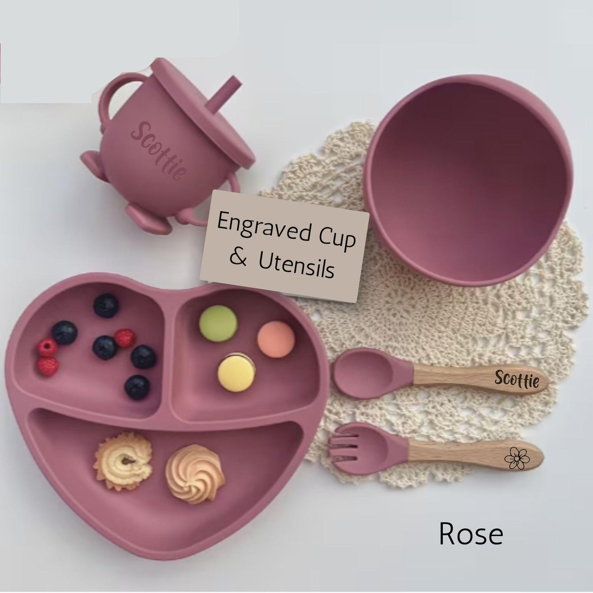 Personalized Baby Feeding Set for Toddler Fist Birthday Gift for Baby Shower Eco-Friendly Weaning Set