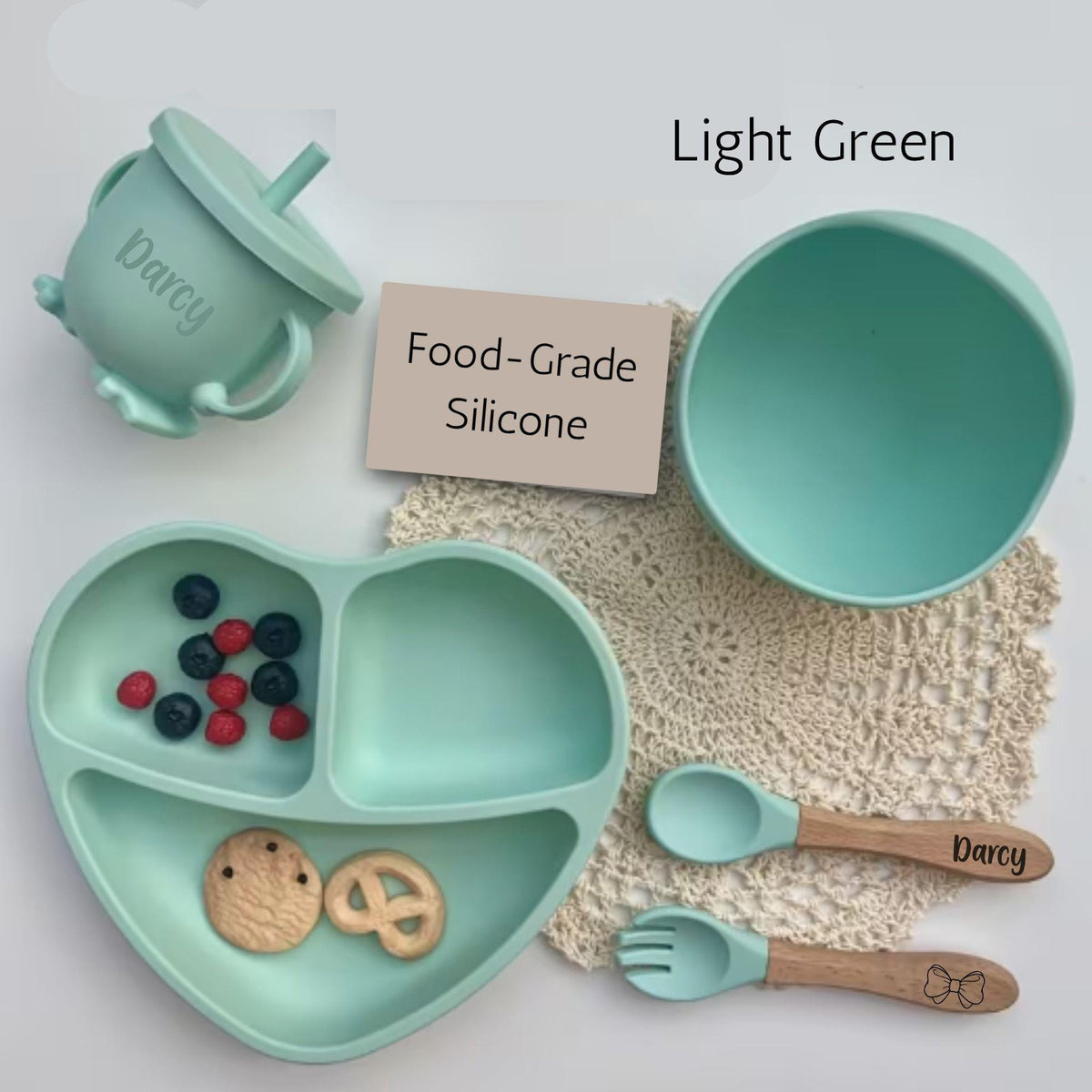 Personalized Baby Feeding Set for Toddler Fist Birthday Gift for Baby Shower Eco-Friendly Weaning Set