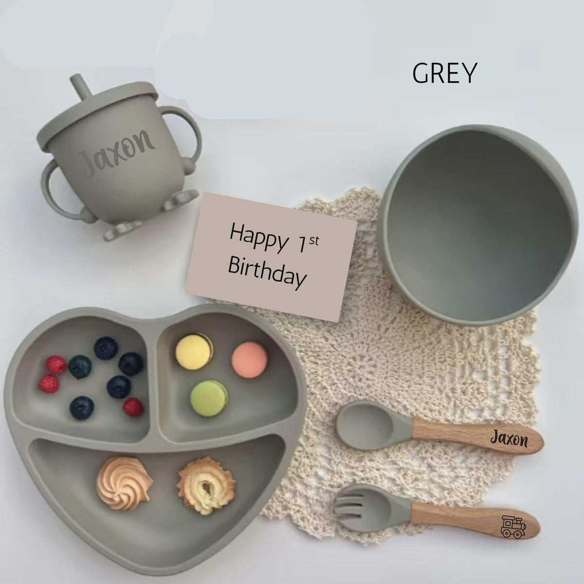 Personalized Baby Feeding Set for Toddler Fist Birthday Gift for Baby Shower Eco-Friendly Weaning Set